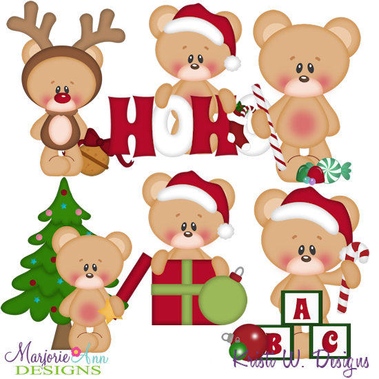 12 Bears Of Christmas-Set 2 SVG Cutting Files Includes Clipart - Click Image to Close